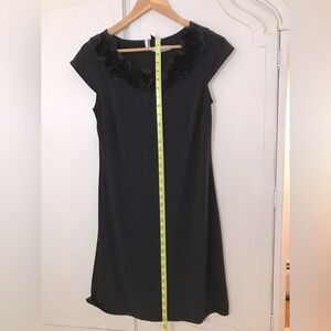 Cap Sleeve Black Jersey Dress with Rosette detail EUC Small
